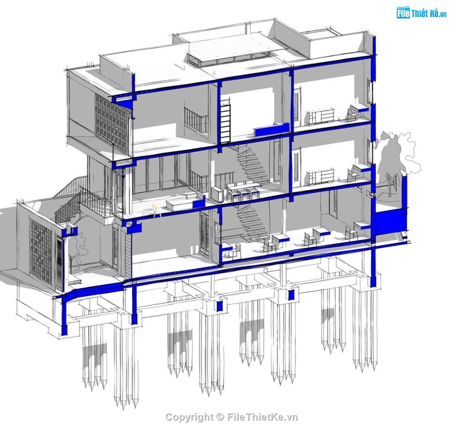 Bản vẽ nhà phố 2 tầng,revit nhà phố 2 tầng,nhà phố 2 tầng 7.58x18.13m,Bản vẽ REVIT nhà phố 2 tầng,REVIT nhà phố 2 tầng